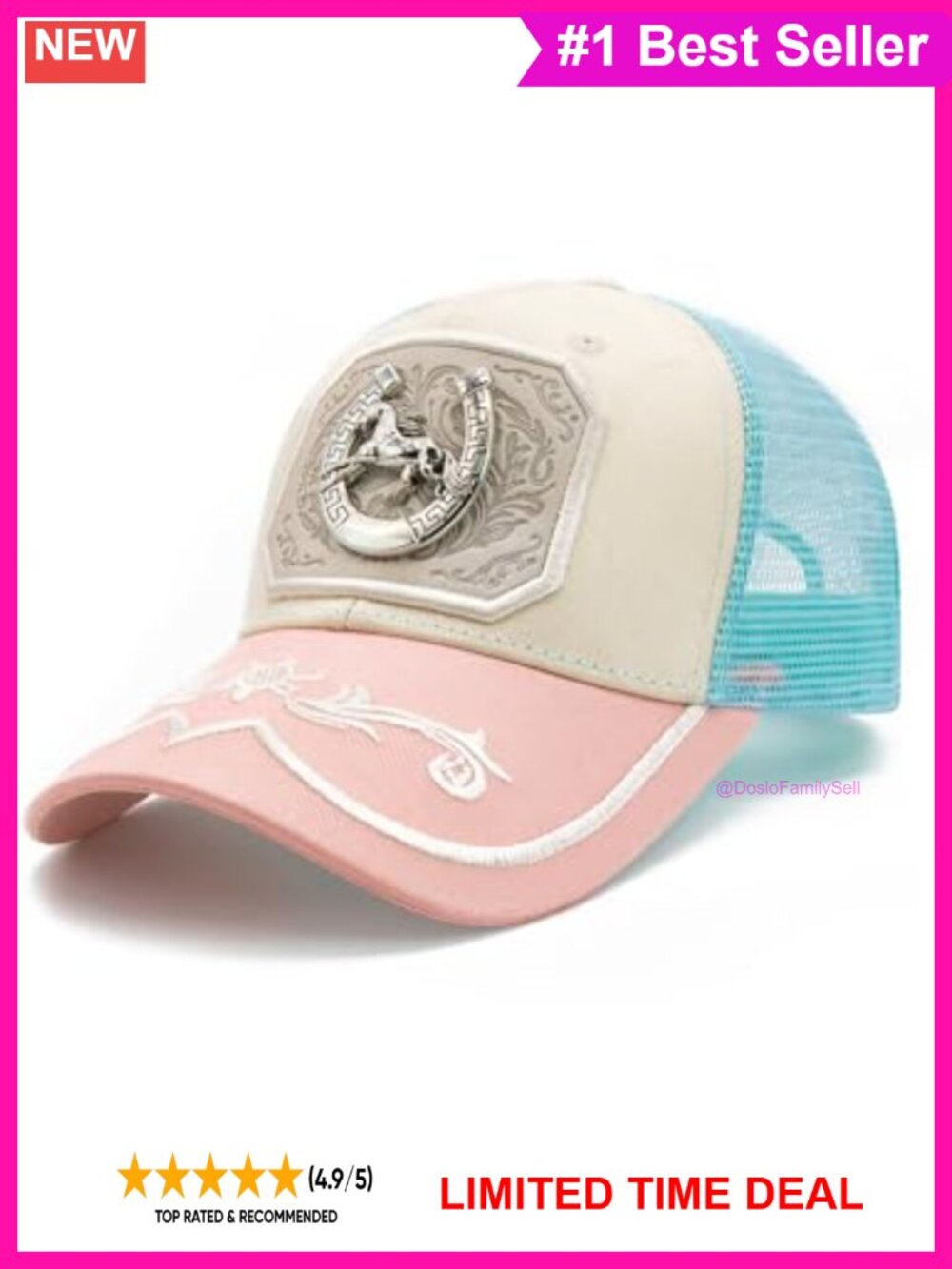PU Leather Western Cowboy Trucker Hat Snapback Breathable Mesh